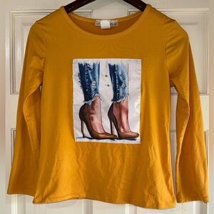 Urban*Freedom Golden Yellow blue jeans & stilettos Size 14/16